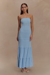 Finley Pointelle Knit Maxi Dress - Cornflower Blue