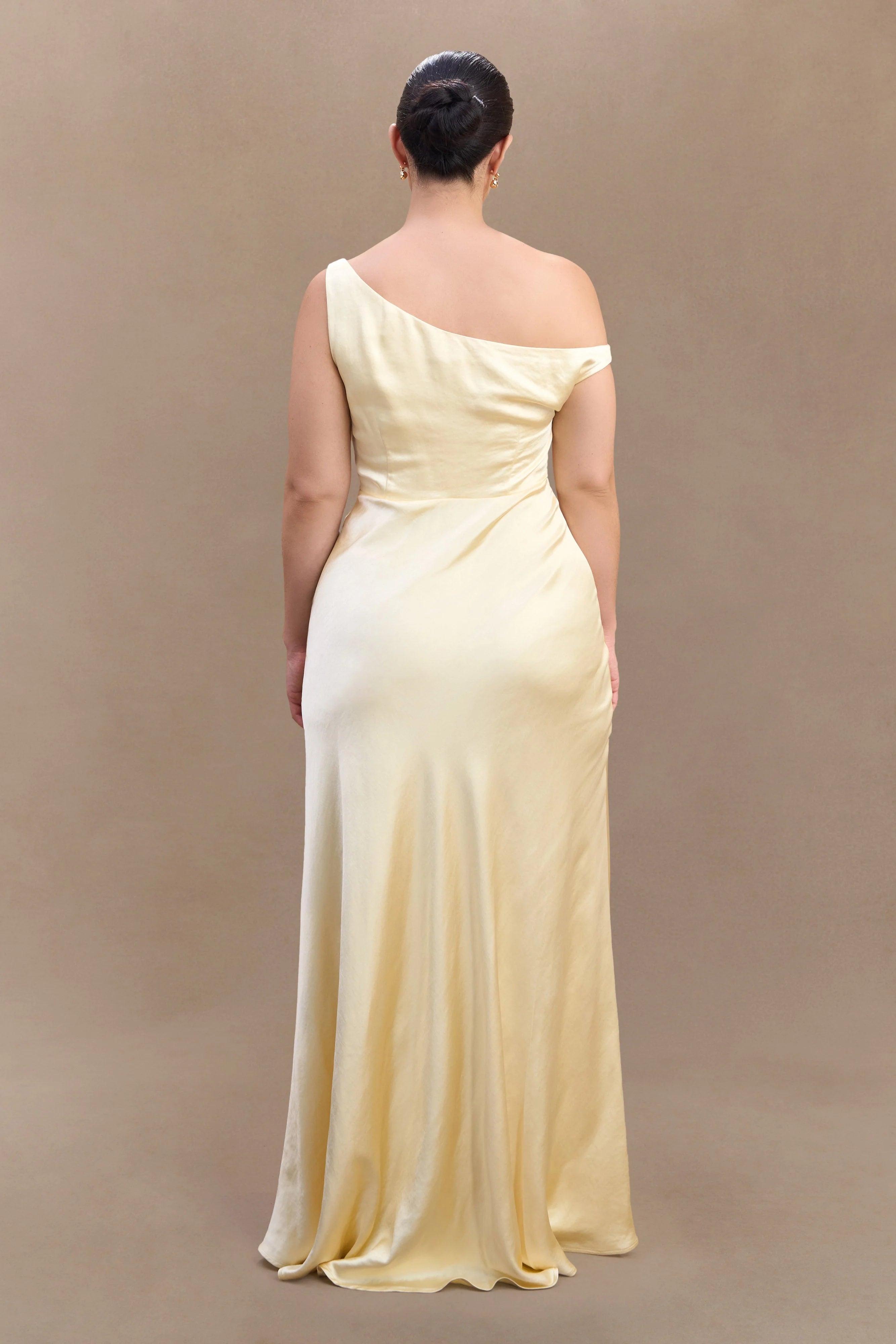Jacinta One Shoulder Maxi Dress - Pastel Lemon